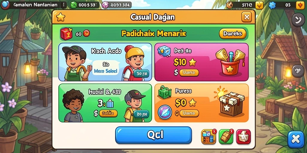 Screenshot menunjukkan grafis menawan dari karakter dalam game.